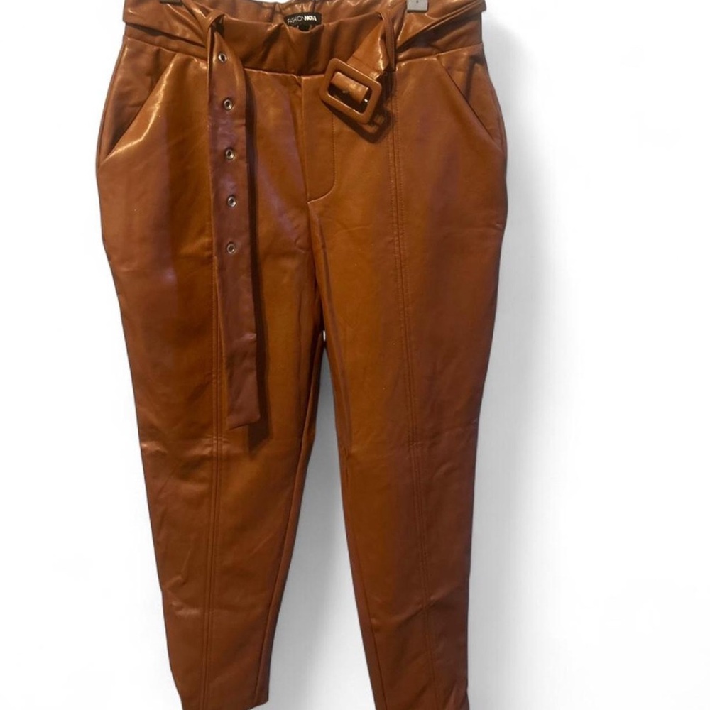 Fashion Nova Tan Faux Leather Pants